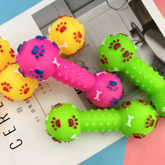 Dog Toy Interactive Squeaky Dumbbell for Puppies